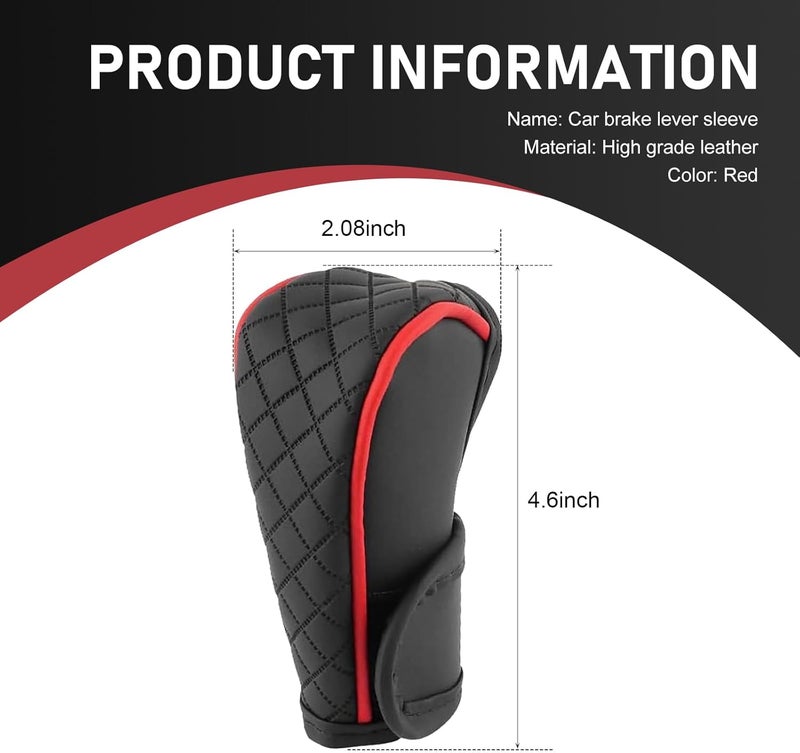 Bawkars Car Leather Gear Shift Cover, Anti-Slip Dustproof Gear Shifter Stick Protector with Diamond Embroidery, Shift Knob Cover for Lever Protection, Universal for Cars,Trucks,SUVs (Red) - Image 2